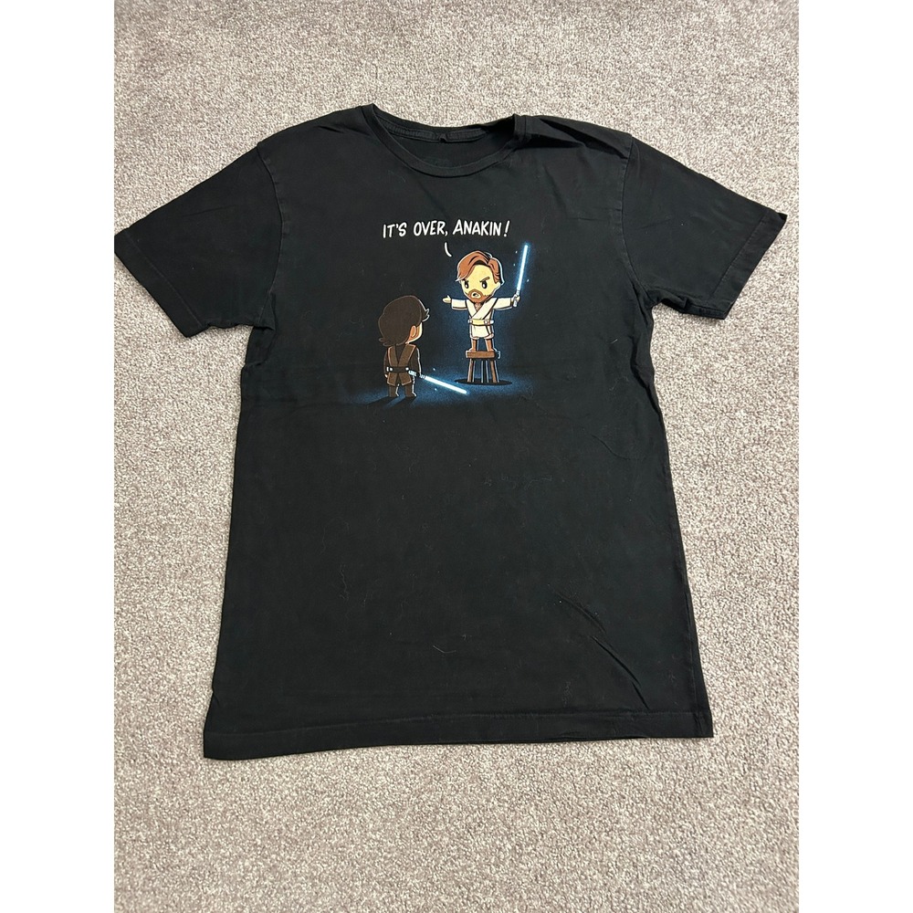 Star Wars Graphic Tee Mens Medium Black Good High Ground Obi-Wan Anakin Shirt